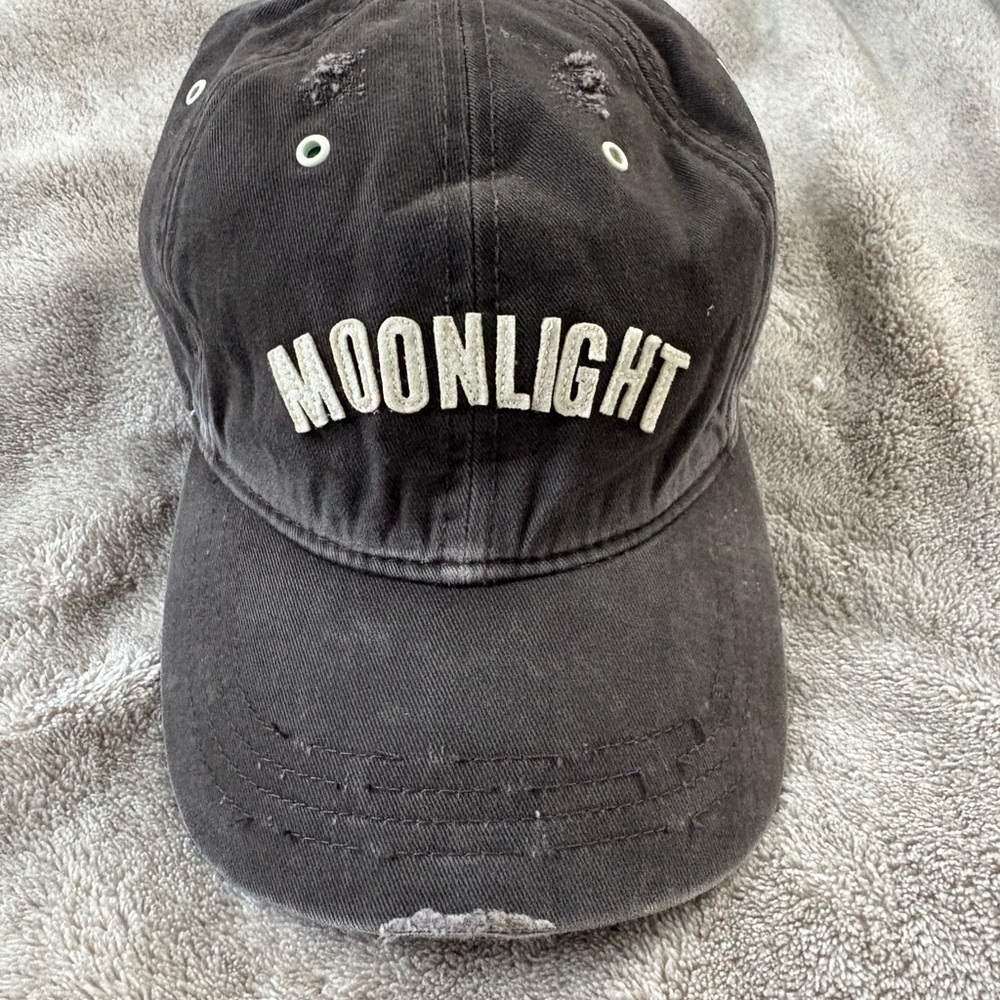 Moonlight Embroidered Black Baseball Cap